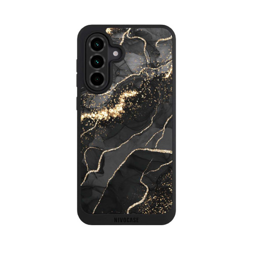 Samsung Galaxy A36 5G NIVOpure Look Spirales de Marbre Sombre &amp; Or