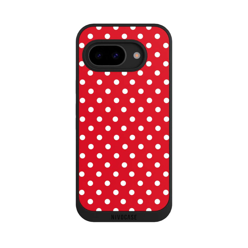 Pixel 9a NIVOpure Polka Dots Dunkelrot und Weiß