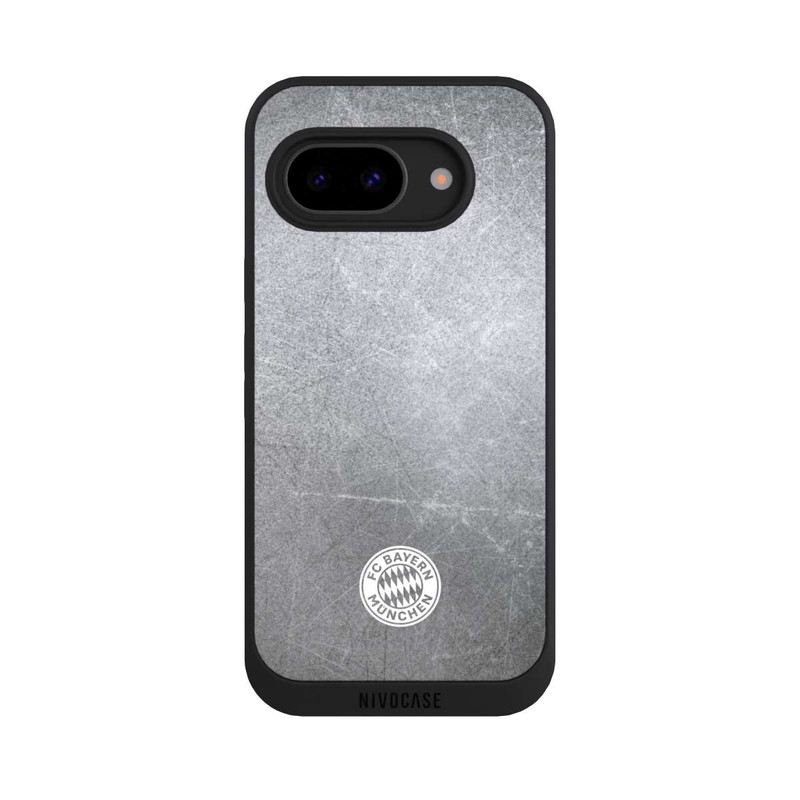 Pixel 9a NIVOpure Klassisches FCB Logo Klein - Weiß auf Metalllook