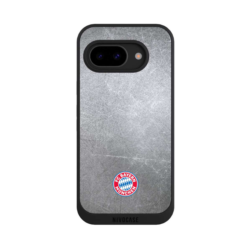 Pixel 9a NIVOpure Logo FCB Classique Petit - Coloré sur Fond Métallique