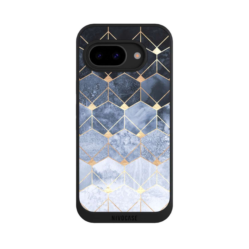 Pixel 9a NIVOpure Blue Hexagons And Diamonds Gold Print