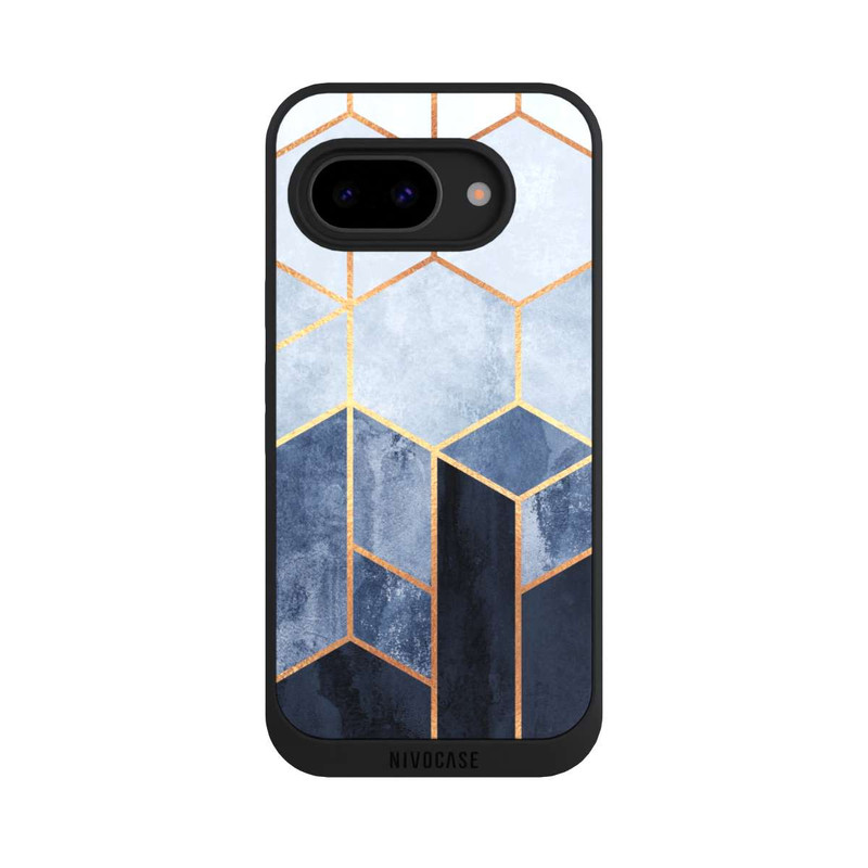 Pixel 9a NIVOpure Impression d'or d'hexagones bleus doux