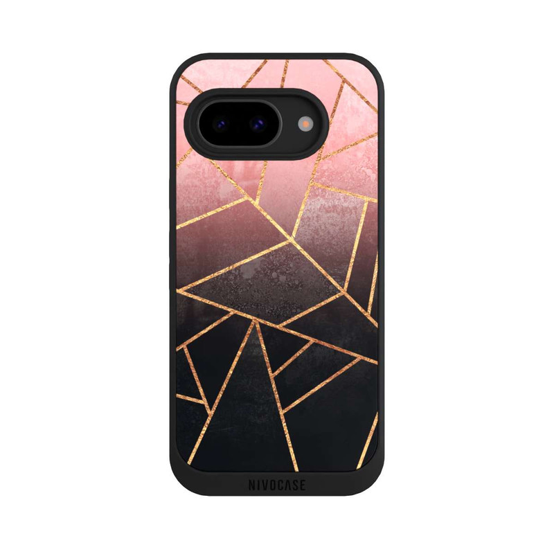 Pixel 9a NIVOpure Pinker und Schwarzer Stein Gold Druck