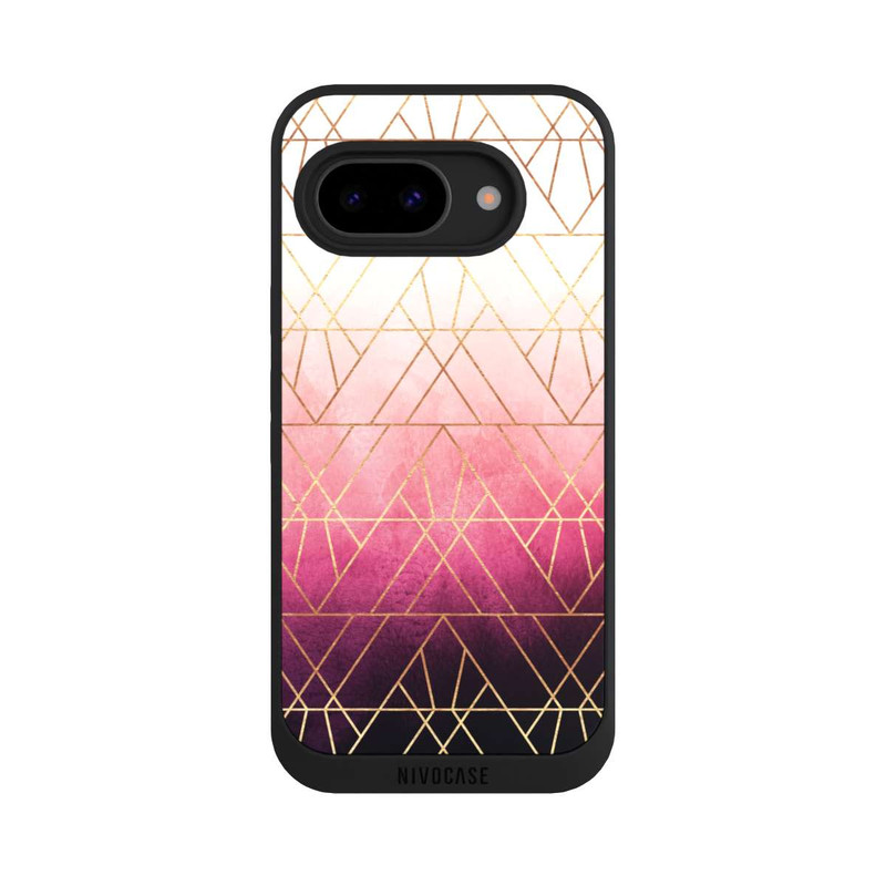 Pixel 9a NIVOpure Pink Ombre Dreiecke Golddruck