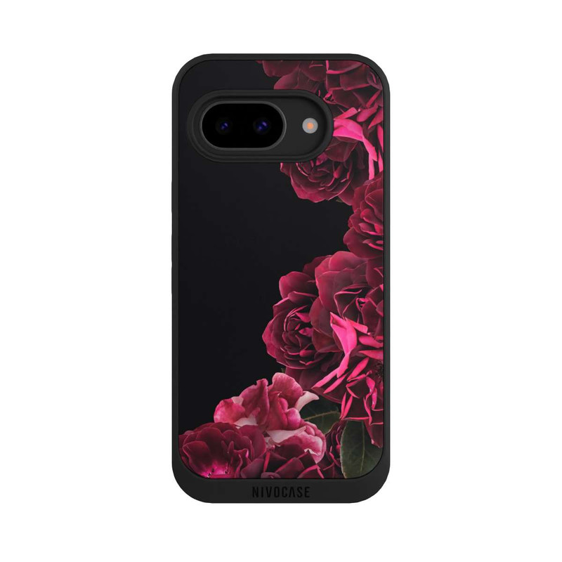 Pixel 9a NIVOpure Roses Vintage sur Fond Noir