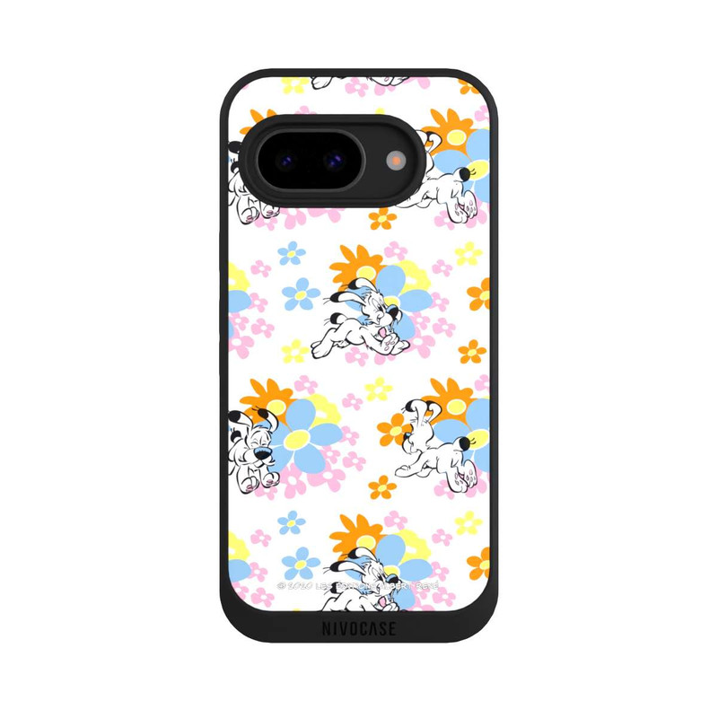 Pixel 9a NIVOpure Idéfix sur fleurs colorées