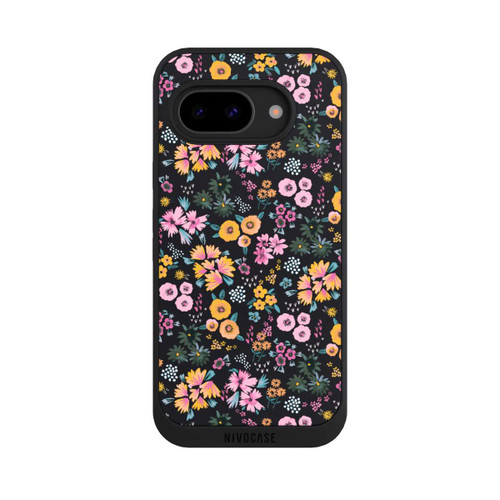 Google Pixel 9a NIVOpure Kleine bunte Blumen Schwarz 2