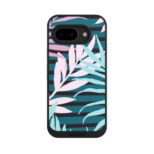 Google Pixel 9a NIVOpure Pastell-Dschungelblätter rosa blaugrün