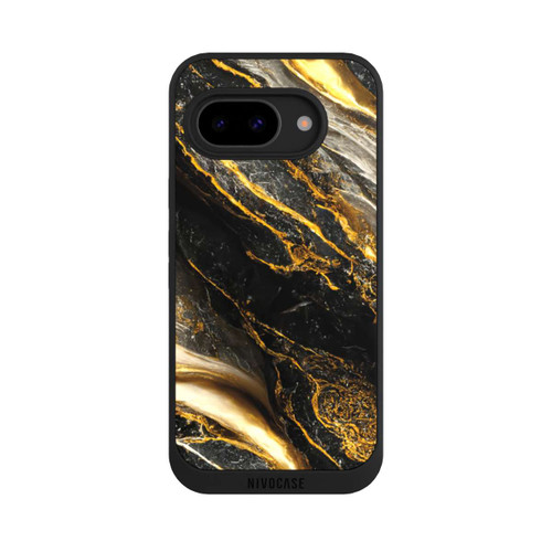 Google Pixel 9a NIVOpure Schwarze Marmor Goldschichten