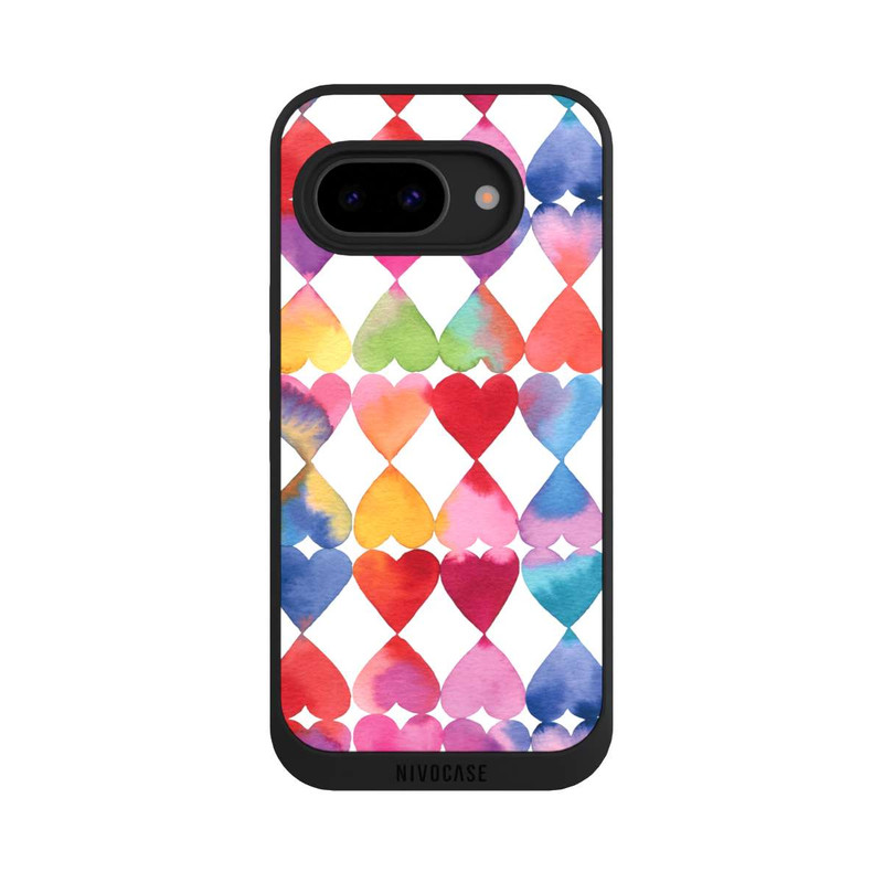 Pixel 9a NIVOpure Buntes Herz Watercolor Muster