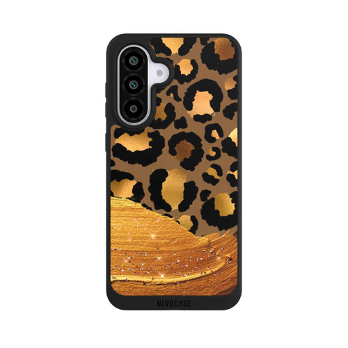 Samsung Galaxy A56 5G NIVOpure Dunkelgoldener Leoparden Glitzerlook