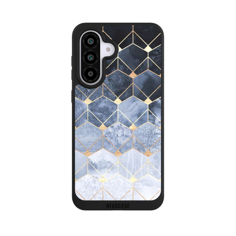 Galaxy A56 5G NIVOpure Blaue Sechsecke und Diamanten Golddruck