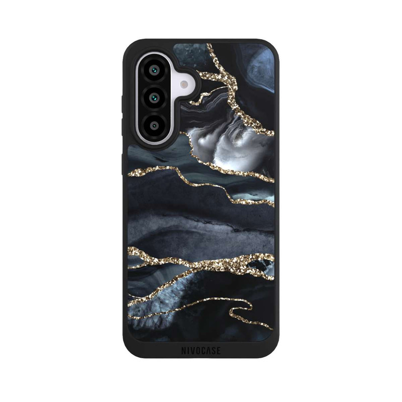 Galaxy A56 5G NIVOpure Dunkler Marmor Gold Glitzerlook
