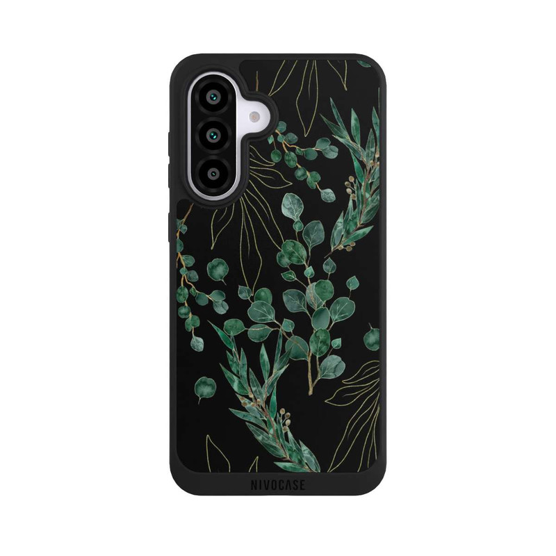 Galaxy A56 5G NIVOpure Feuilles d'Eucalyptus Fond Noir