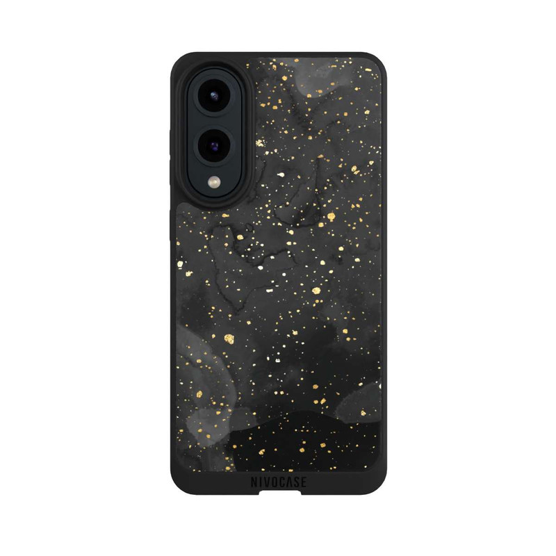 Galaxy S25 Edge NIVOpure Marbre Noir & Etincelles Dorées