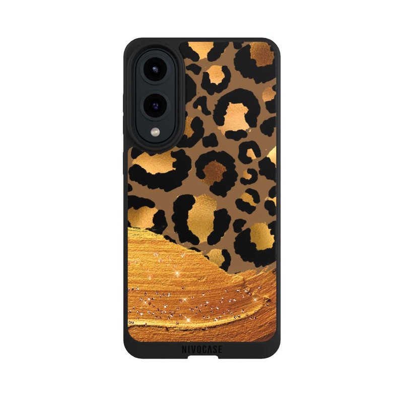 Galaxy S25 Edge NIVOpure Dunkelgoldener Leoparden Glitzerlook