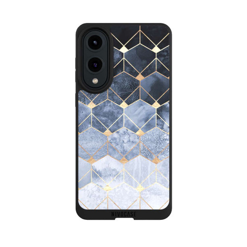 Samsung Galaxy S25 Edge NIVOpure Blaue Sechsecke und Diamanten Golddruck