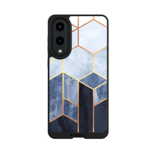 Samsung Galaxy S25 Edge NIVOpure Blauer Farbverlauf Sechsecke Golddruck