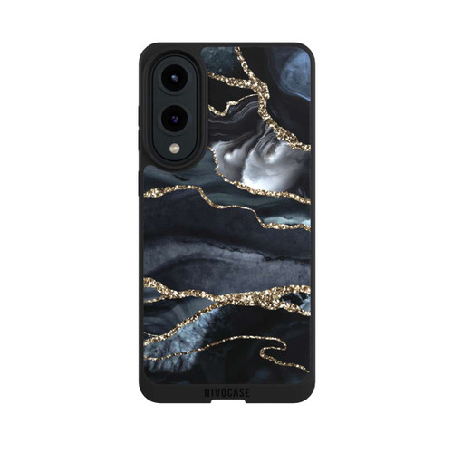 Samsung Galaxy S25 Edge NIVOpure Dunkler Marmor Gold Glitzerlook