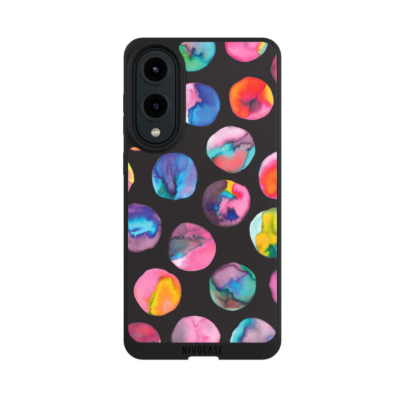 Galaxy S25 Edge NIVOpure Marbres d'encre colorés points noirs