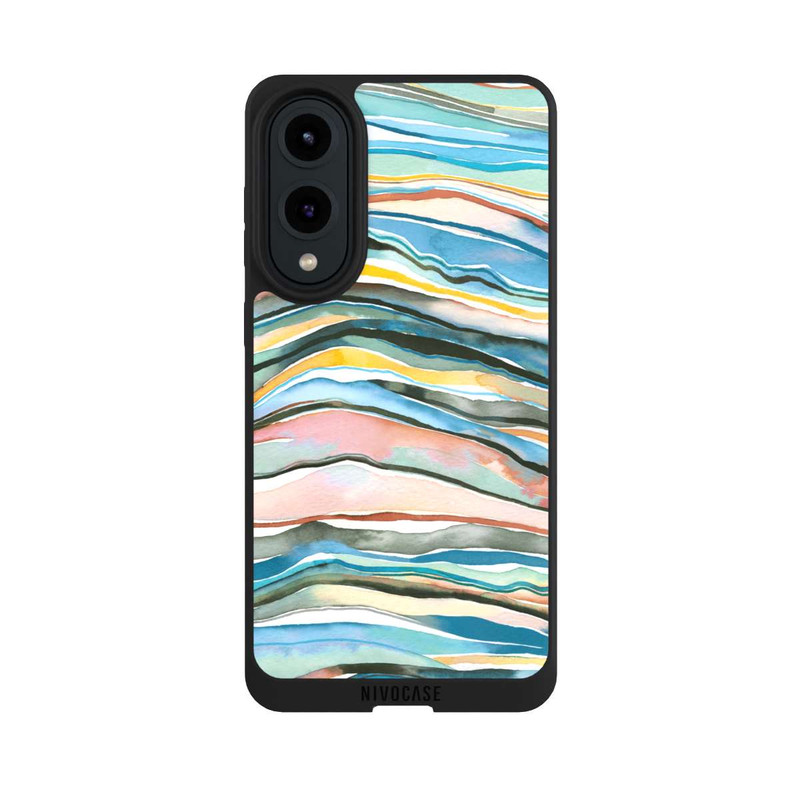 Galaxy S25 Edge NIVOpure Couches d'agate aquarelle bleues