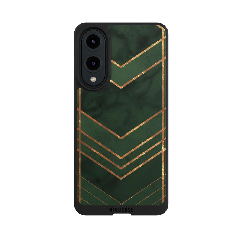 Galaxy S25 Edge NIVOpure Motif vert foncé rayures dorées