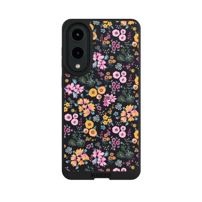 Galaxy S25 Edge NIVOpure Kleine bunte Blumen Schwarz 2