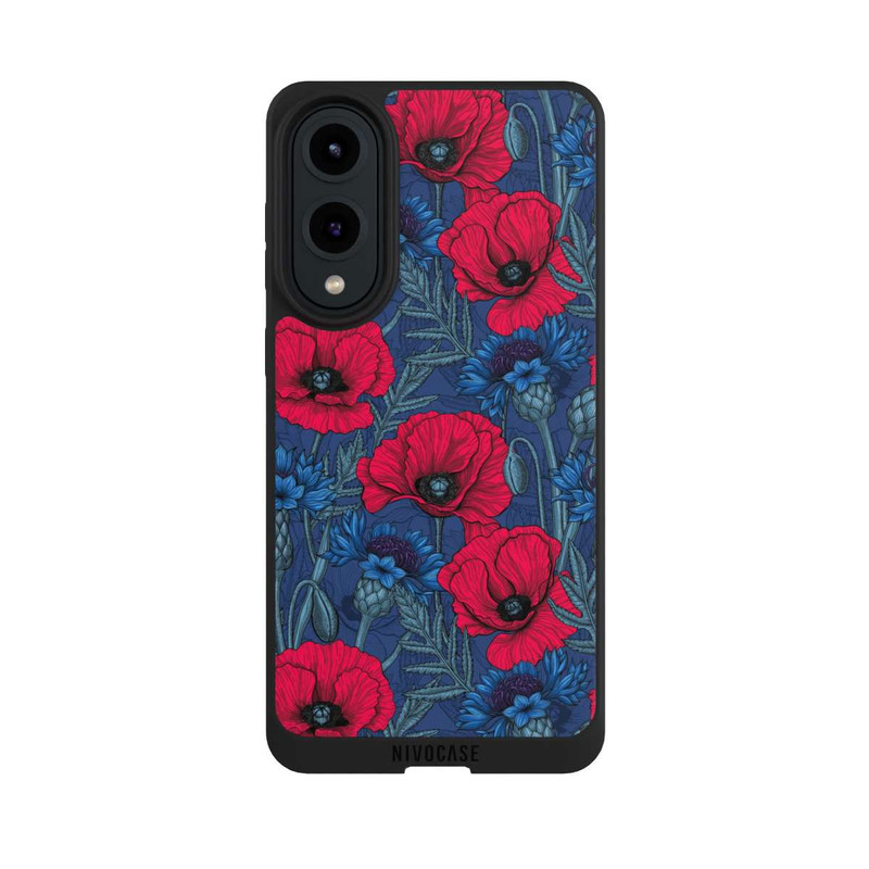 Galaxy S25 Edge NIVOpure Coquelicots et bleuets sur fond bleu