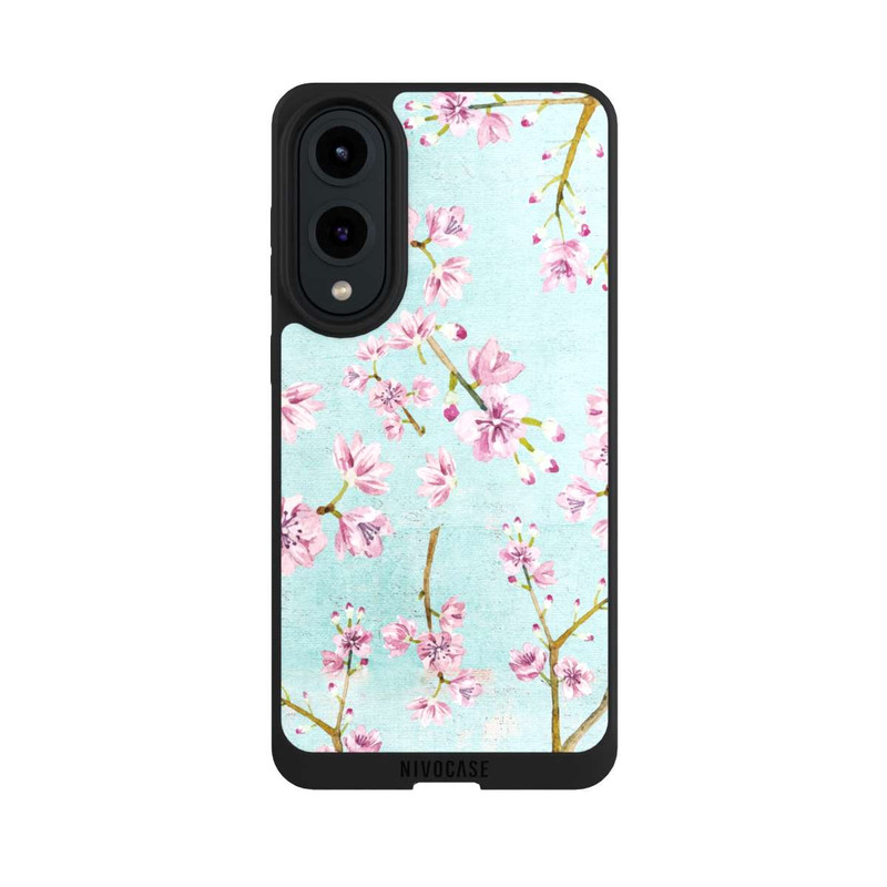 Galaxy S25 Edge NIVOpure Motif de brindilles de fleurs de cerisier bleu clair