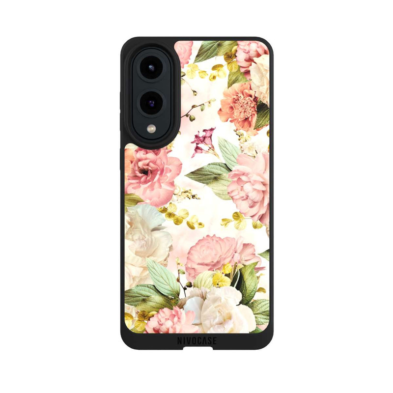 Galaxy S25 Edge NIVOpure Cadre fleur pivoines beige
