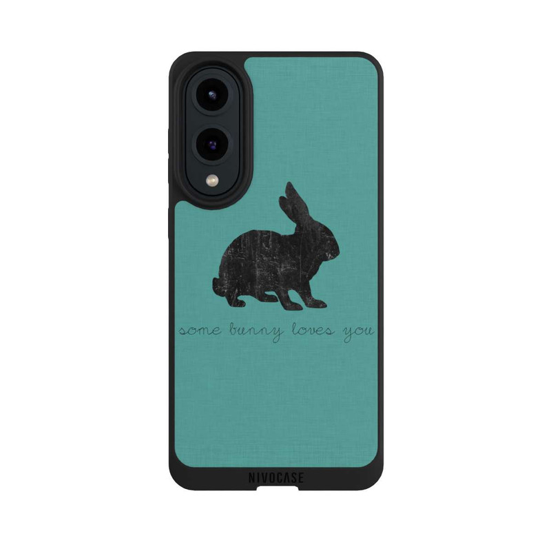 Galaxy S25 Edge NIVOpure Some Bunny Loves You - Noir sur turquoise