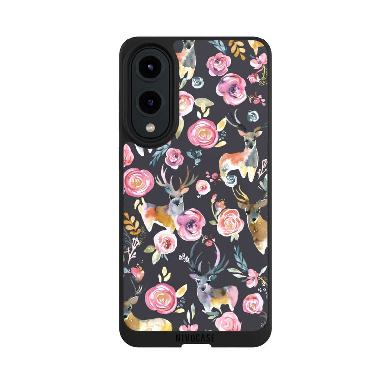 Galaxy S25 Edge NIVOpure Hirsche und Blumen Anthrazit