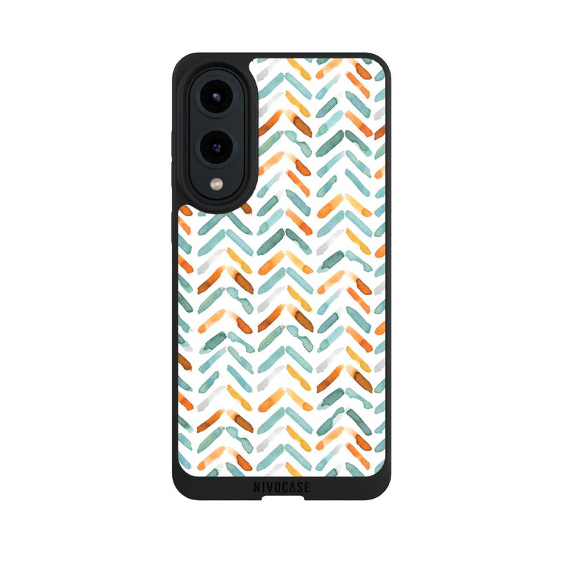 Galaxy S25 Edge NIVOpure Élégant Automne Chevron Bleu Orange