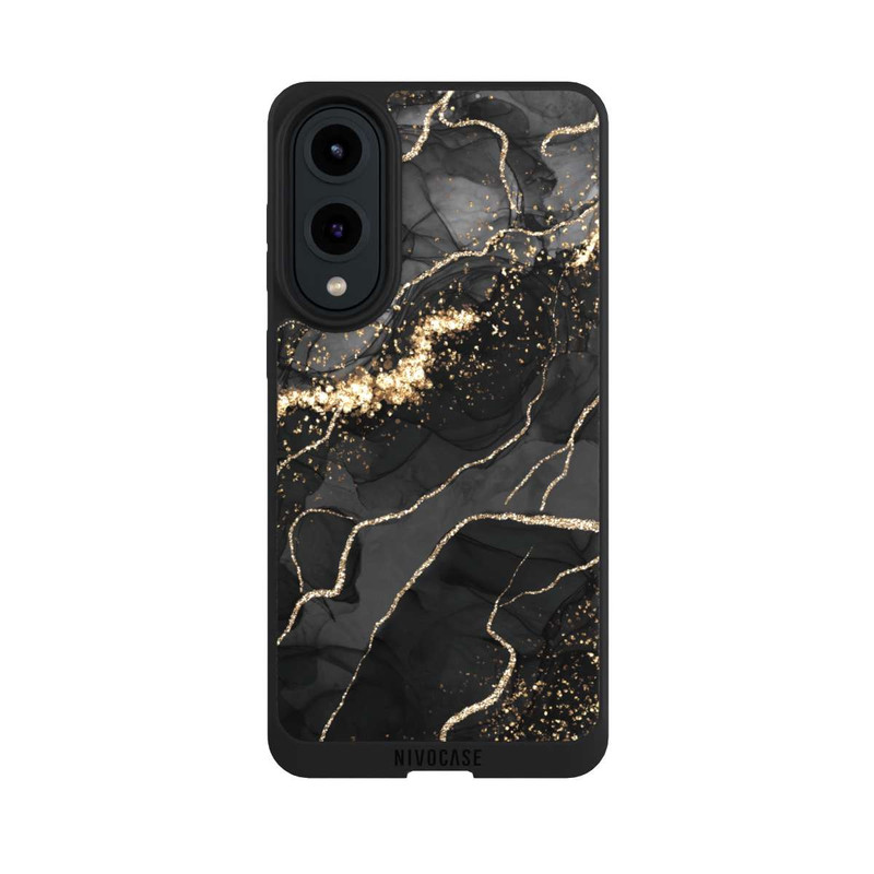 Galaxy S25 Edge NIVOpure Look Spirales de Marbre Sombre & Or