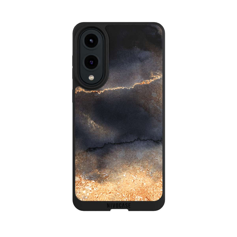 Galaxy S25 Edge NIVOpure Look Marbre Noir & Poussière d'Or