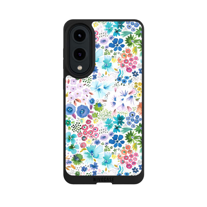 Galaxy S25 Edge NIVOpure Kunstvolle kleine Frühlingsblumen blau
