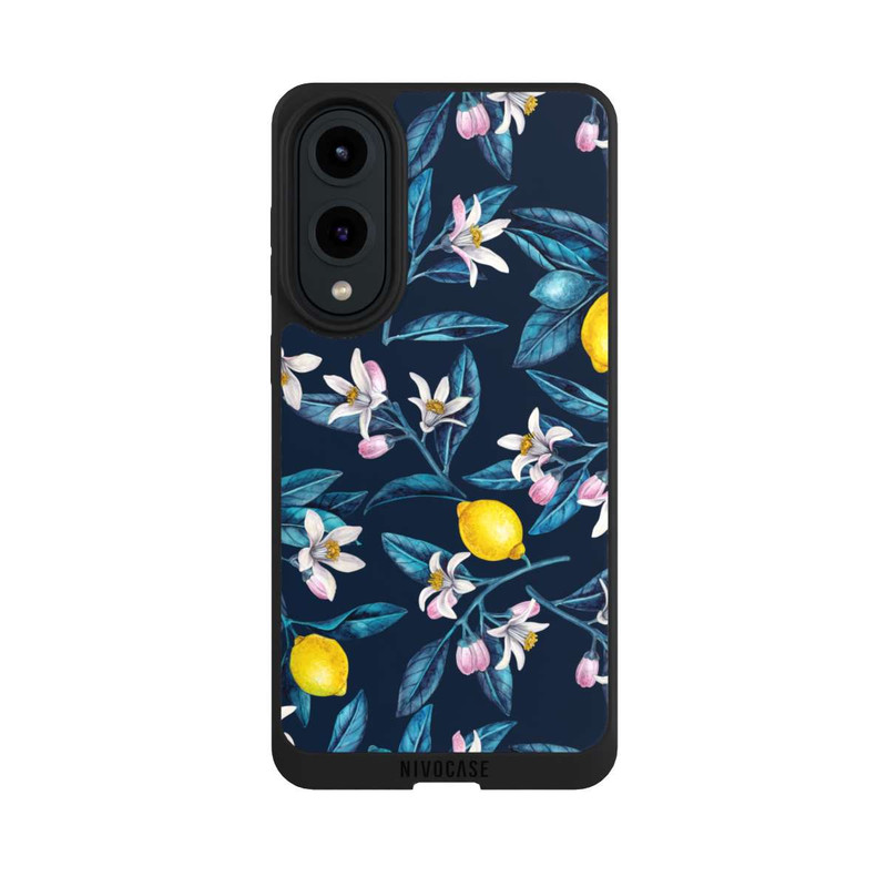 Galaxy S25 Edge NIVOpure Citrons et fleurs Foncé