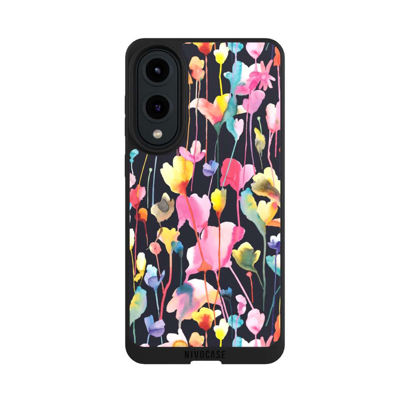 Galaxy S25 Edge NIVOpure Fleurs sauvages Noir