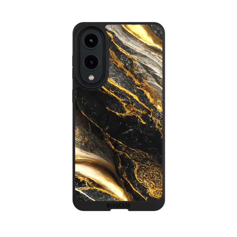Galaxy S25 Edge NIVOpure Black Marble Gold Print Layers