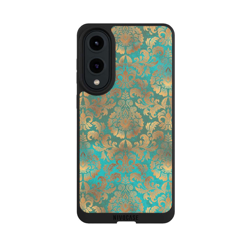 Galaxy S25 Edge NIVOpure Papier Peint Damassé Turquoise