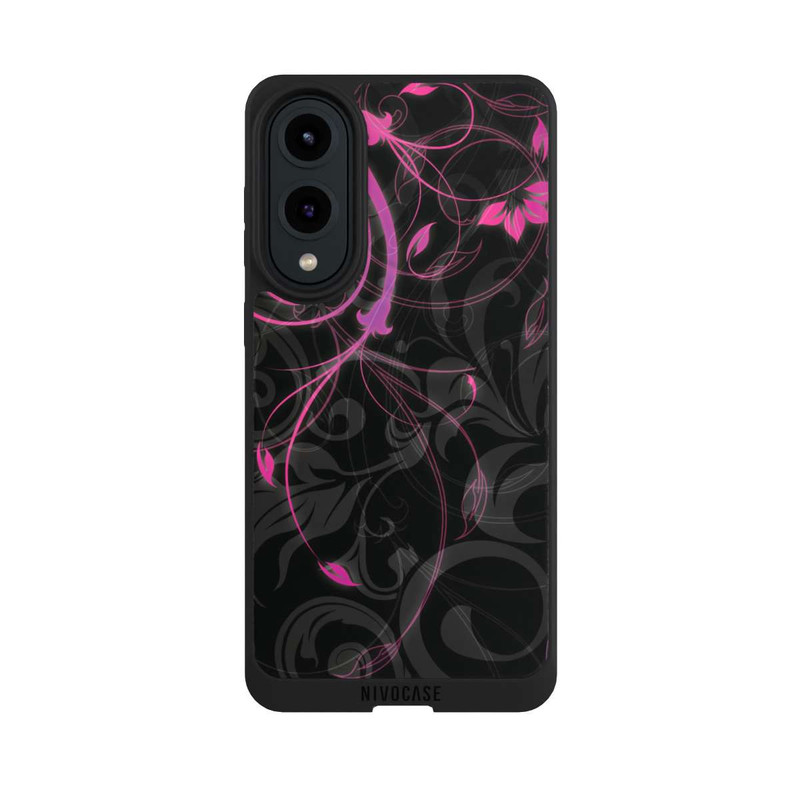 Galaxy S25 Edge NIVOpure Fleurs d'automne noires et roses