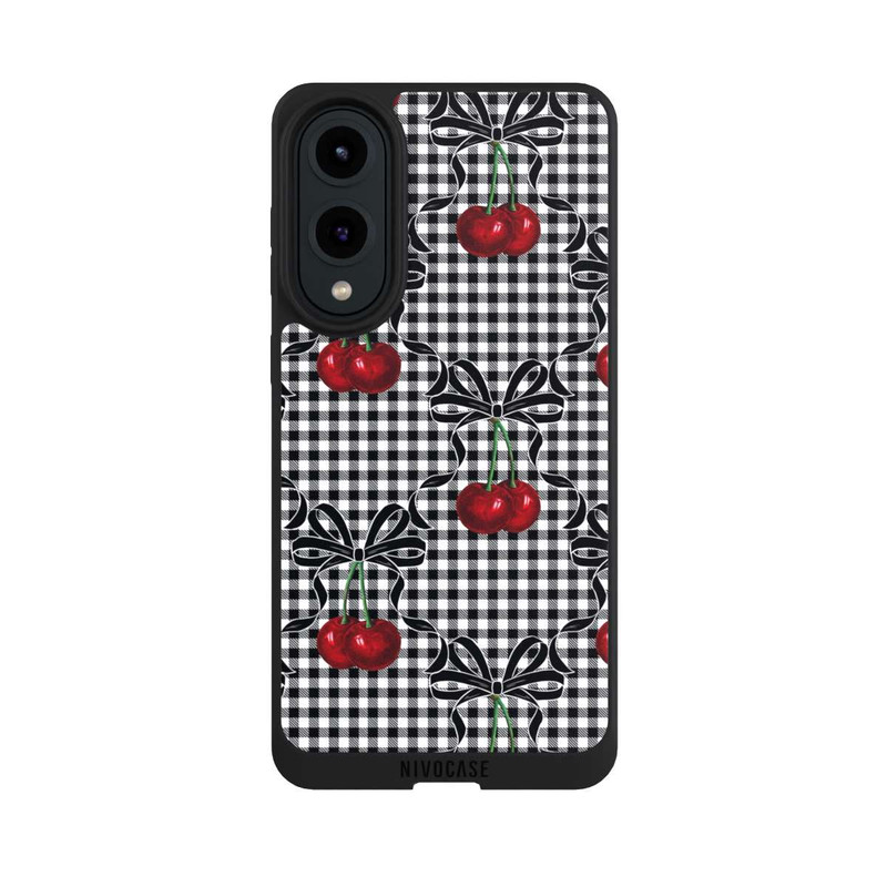 Galaxy S25 Edge NIVOpure Kirschen Muster Schwarz