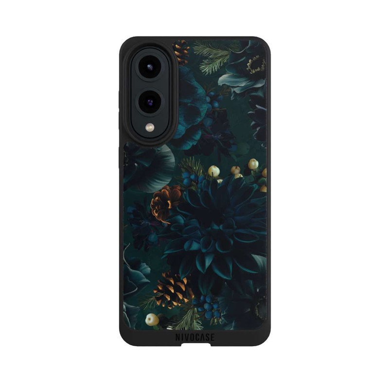 Galaxy S25 Edge NIVOpure Motif de fleurs vert et bleu