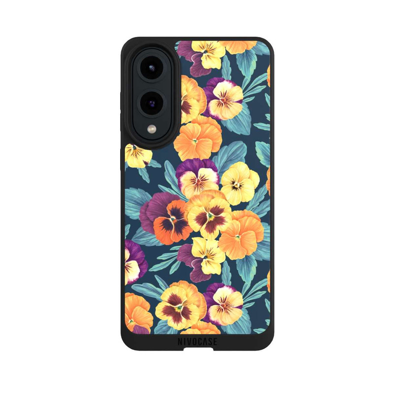 Galaxy S25 Edge NIVOpure Pansies on Navy
