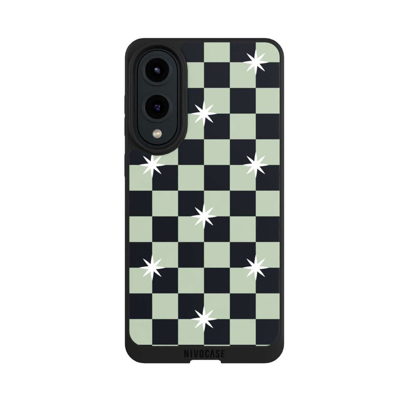 Galaxy S25 Edge NIVOpure Checked Pattern Black Grey Stars