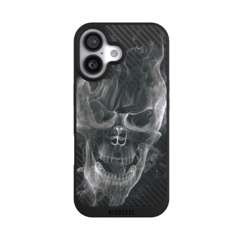 iPhone 17 NIVOpure rauchender Totenkopf Carbon