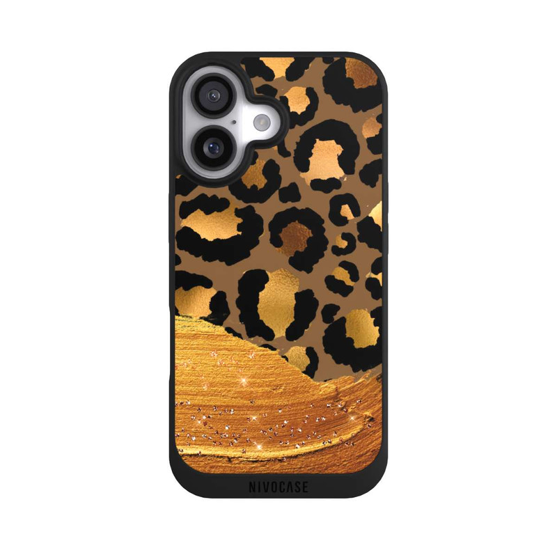 iPhone 17 NIVOpure Look pailleté léopard doré foncé