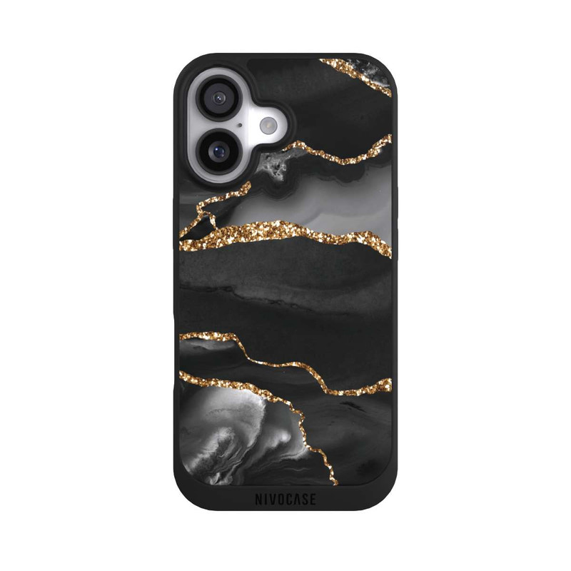 iPhone 17 NIVOpure Dunkle Marmorstreifen im Goldlook