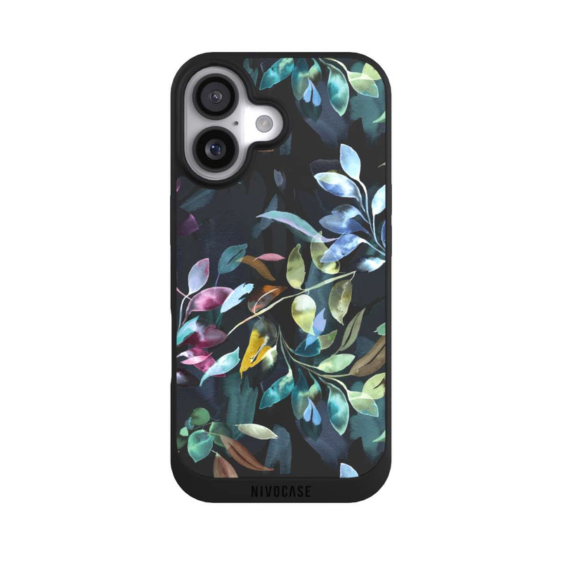 iPhone 17 NIVOpure Mystische Aquarellblätter schwarz