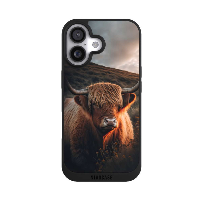 iPhone 17 NIVOpure Hochland Rind mit großen Hörnern mit KI